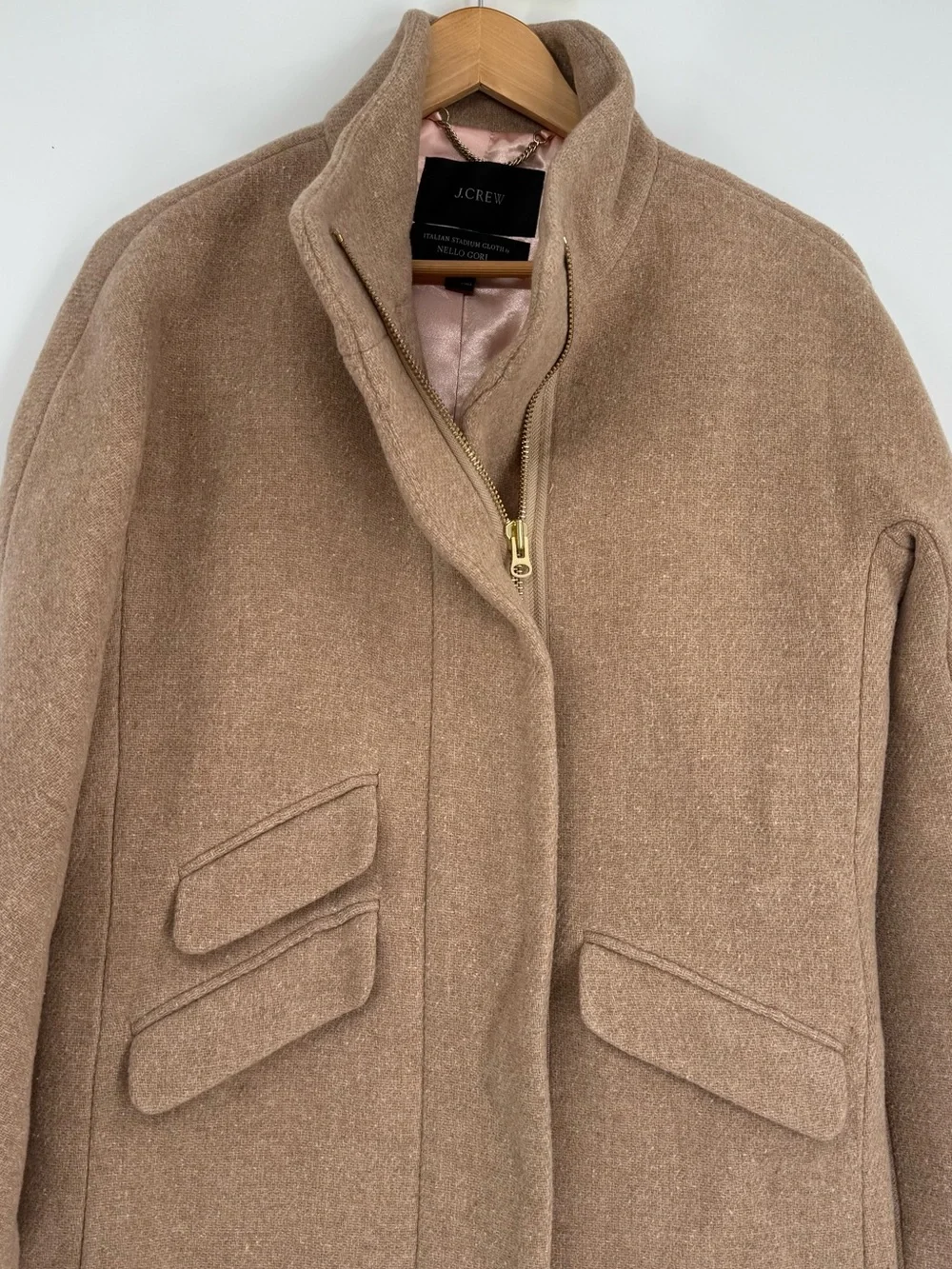 J. Crew Cocoon Coat Italian Stadium-Cloth Wool Blend Nello Gori Tan Size 2 - Picture 4 of 8